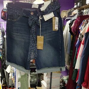 Angels Denim Shorts with Floral Belt